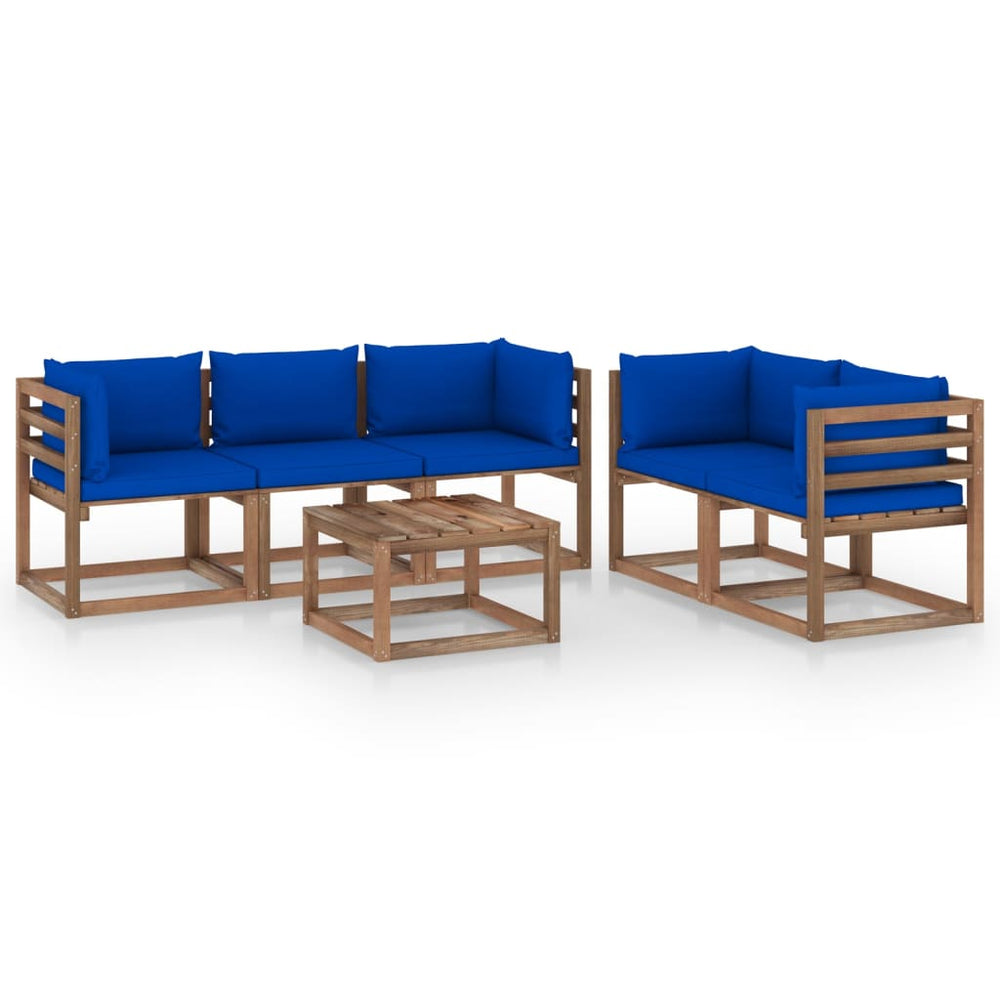 6-delige Loungeset met blauwe kussens MeubelReus