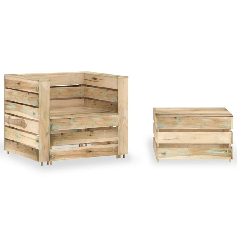 2-delige Loungeset pallet geïmpregneerd grenenhout MeubelReus