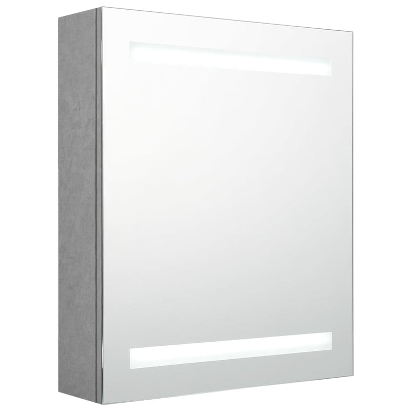 Badkamerkast met spiegel en LED 50x14x60 cm betongrijs MeubelReus