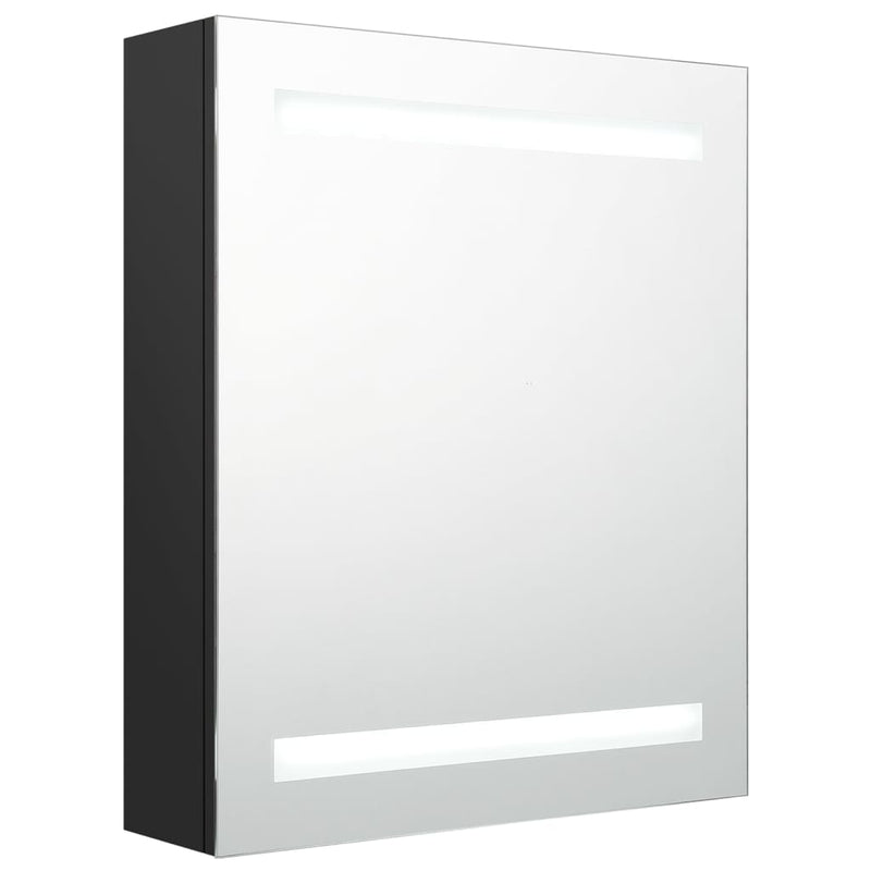 Badkamerkast met spiegel en LED 50x14x60 cm zwart MeubelReus