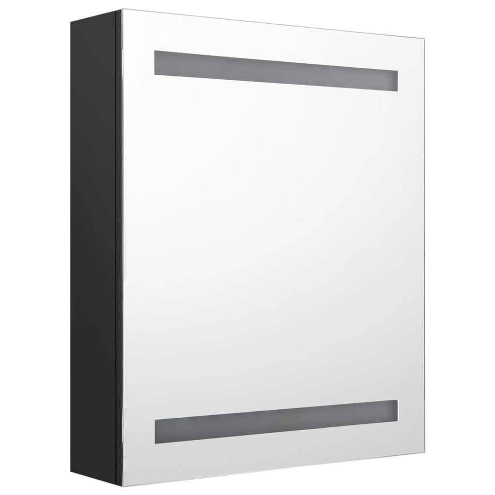 Badkamerkast met spiegel en LED 50x14x60 cm zwart MeubelReus