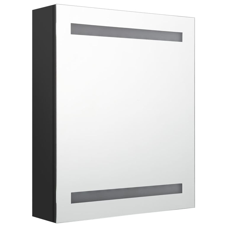Badkamerkast met spiegel en LED 50x14x60 cm zwart MeubelReus