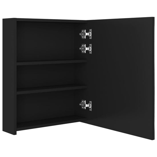 Badkamerkast met spiegel en LED 50x14x60 cm zwart MeubelReus