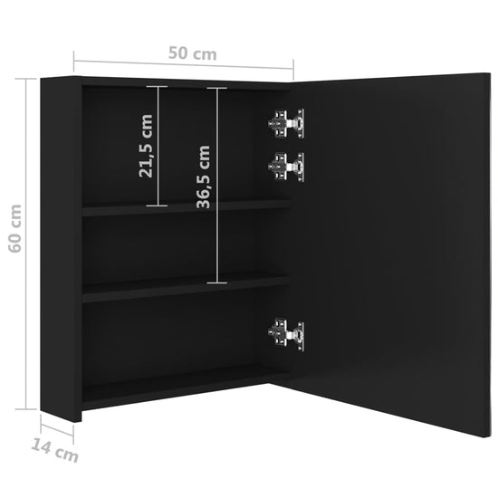 Badkamerkast met spiegel en LED 50x14x60 cm zwart MeubelReus