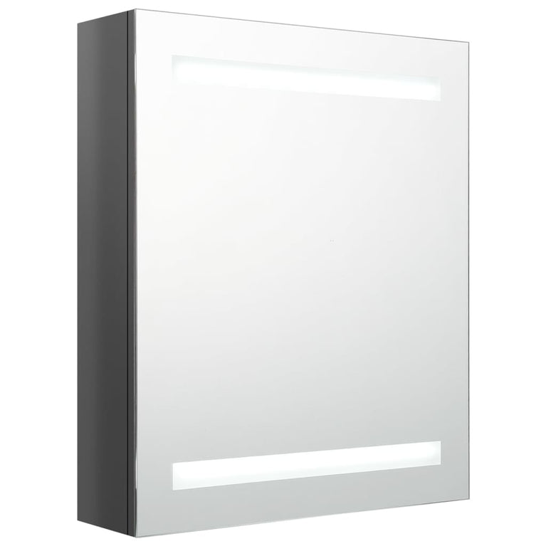 Badkamerkast met spiegel LED 50x14x60 cm glanzend grijs MeubelReus