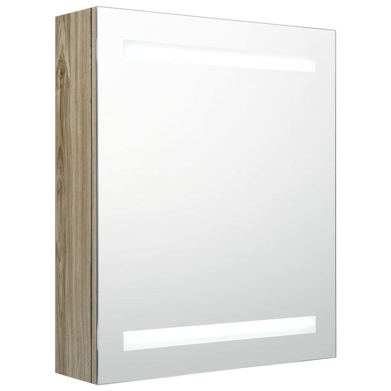 Badkamerkast met spiegel en LED 50x14x60 cm eikenkleurig MeubelReus