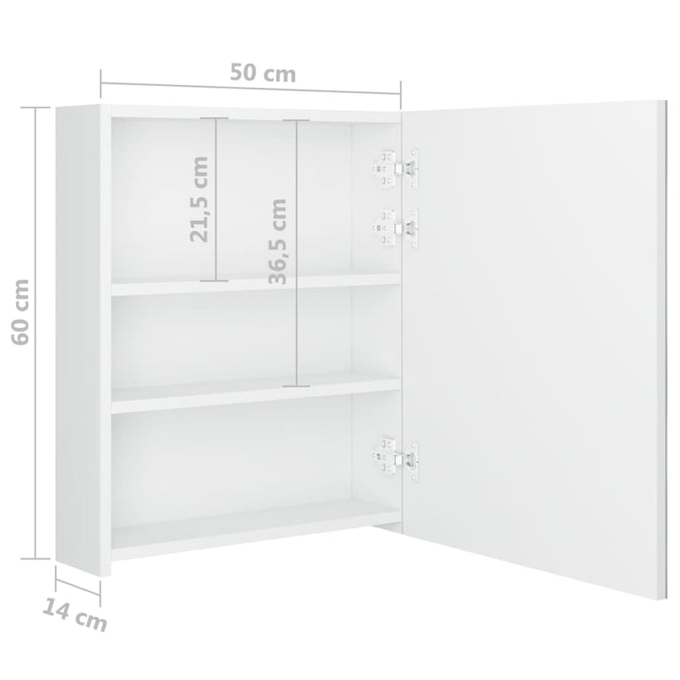 Badkamerkast met spiegel en LED 50x14x60 cm glanzend wit MeubelReus