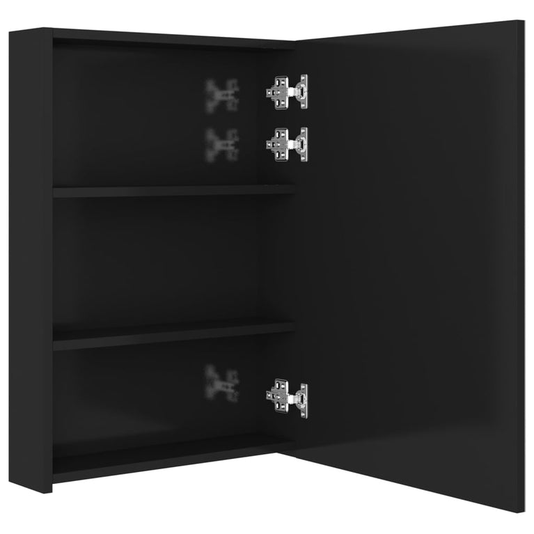 Badkamerkast met spiegel LED 50x13x70 cm glanzend zwart MeubelReus