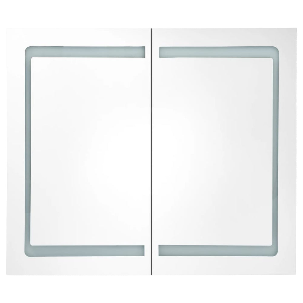 Badkamerkast met spiegel en LED 80x12x68 cm wit en eikenkleurig MeubelReus