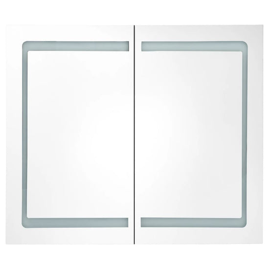 Badkamerkast met spiegel en LED 80x12x68 cm wit en eikenkleurig MeubelReus