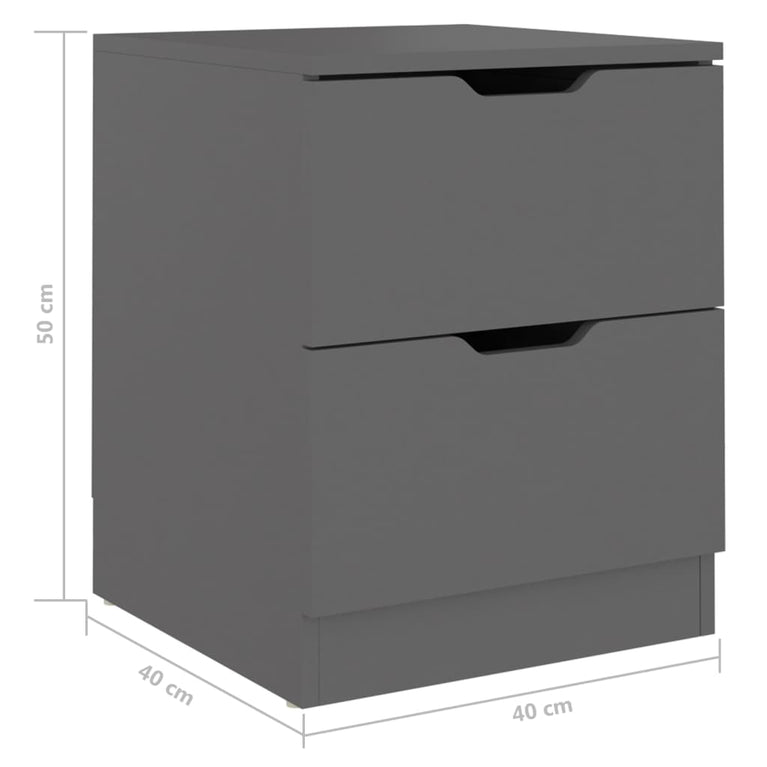 Nachtkastjes 2 st 40x40x50 cm spaanplaat grijs MeubelReus