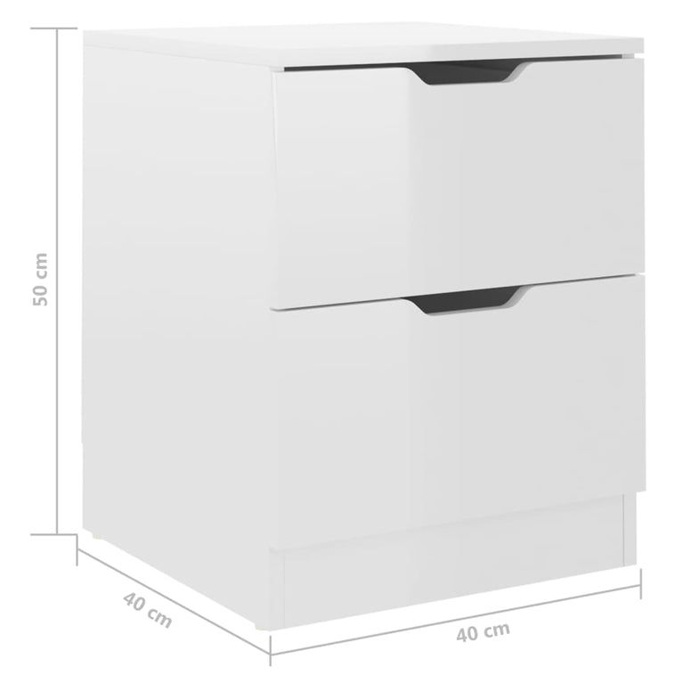 Nachtkastjes 2 st 40x40x50 cm spaanplaat hoogglans wit MeubelReus