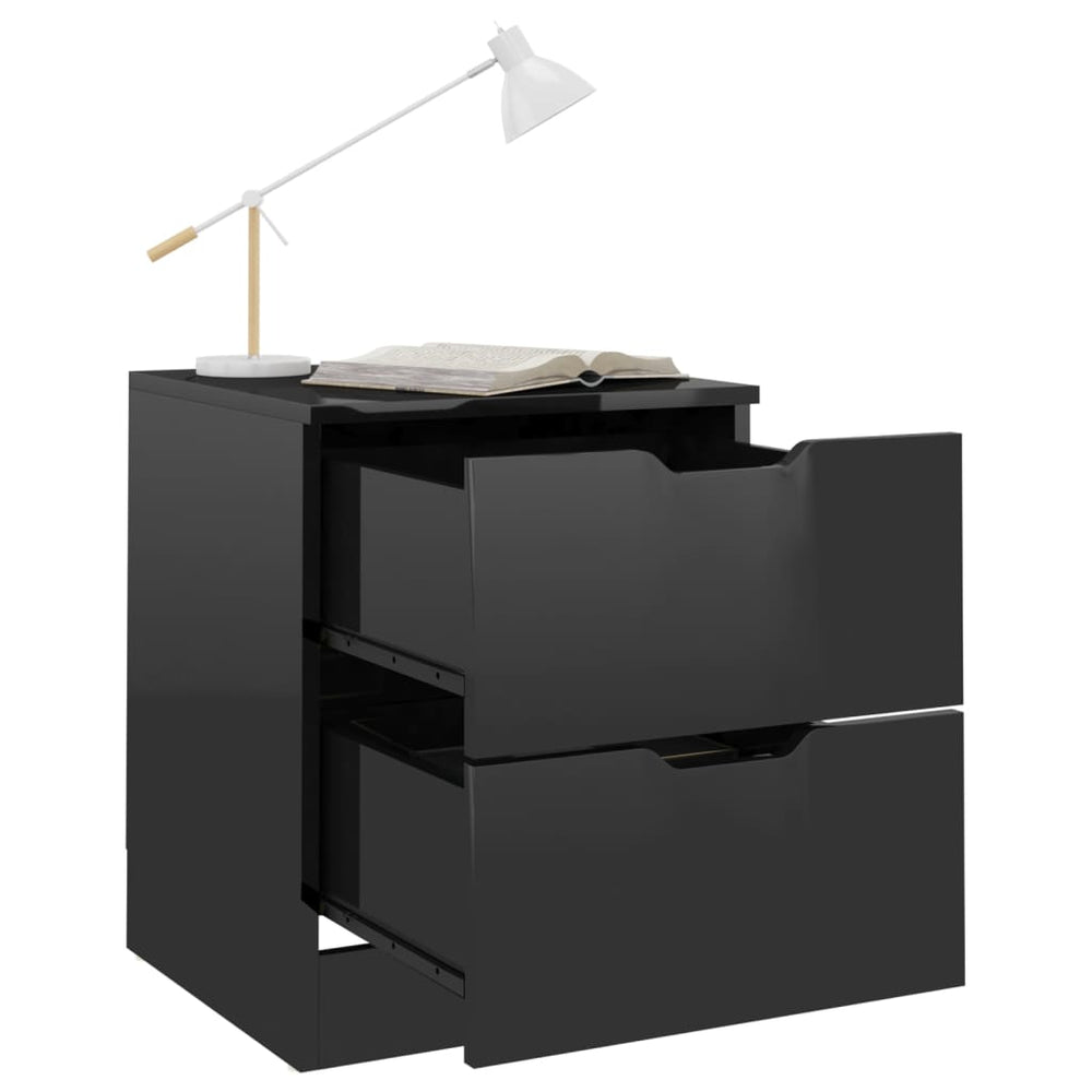 Nachtkastjes 2 st 40x40x50 cm spaanplaat hoogglans zwart MeubelReus