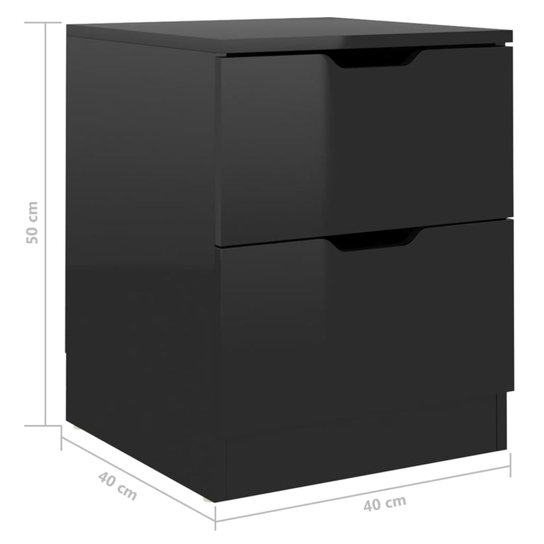 Nachtkastjes 2 st 40x40x50 cm spaanplaat hoogglans zwart MeubelReus