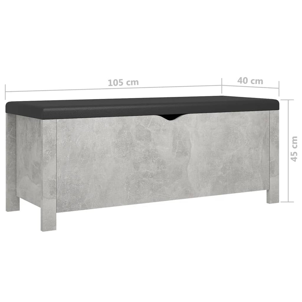 Opbergbox met kussen 105x40x45 cm spaanplaat betongrijs MeubelReus