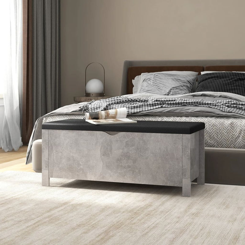 Opbergbox met kussen 105x40x45 cm spaanplaat betongrijs MeubelReus