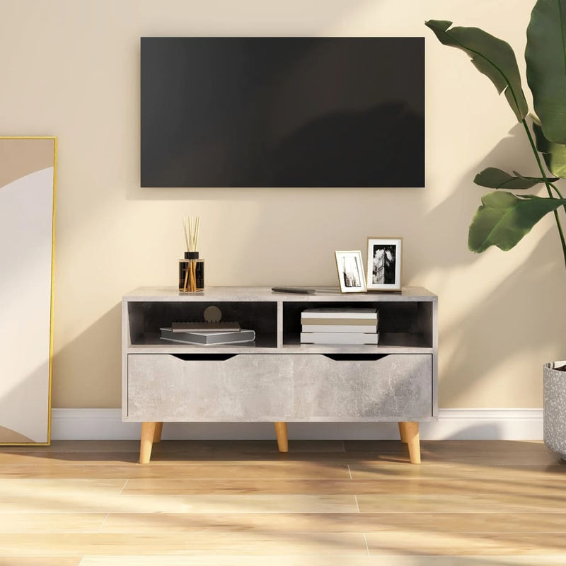 Tv-meubel 90x40x48,5 cm bewerkt hout betongrijs MeubelReus