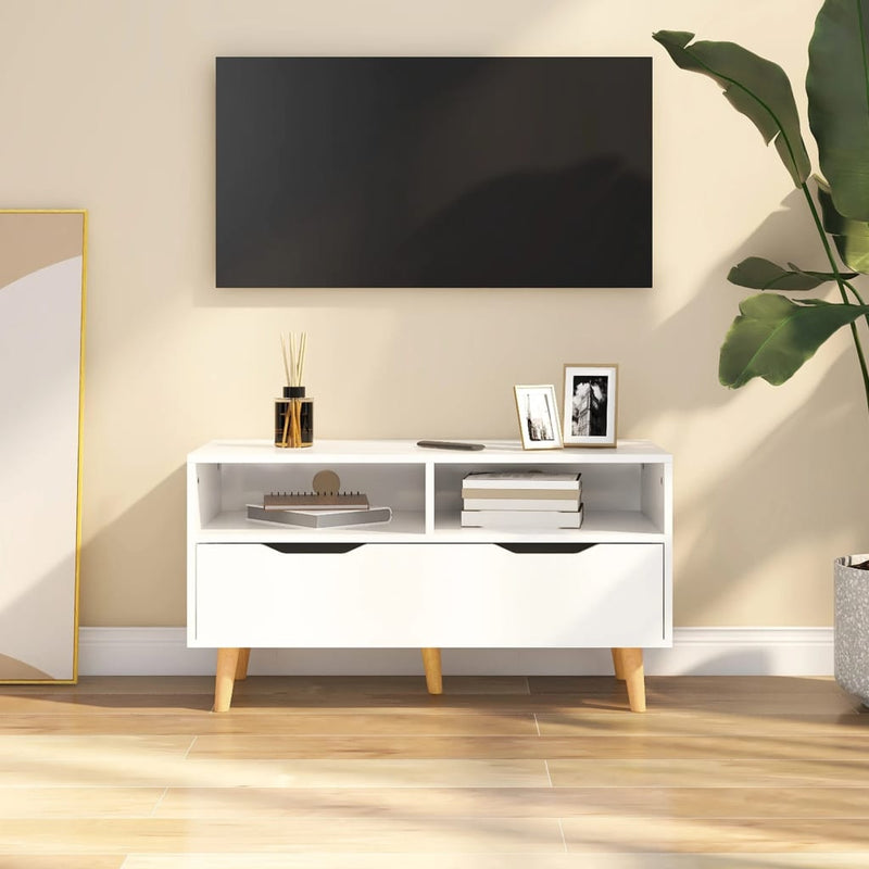 Tv-meubel 90x40x48,5x cm bewerkt hout hoogglans wit MeubelReus