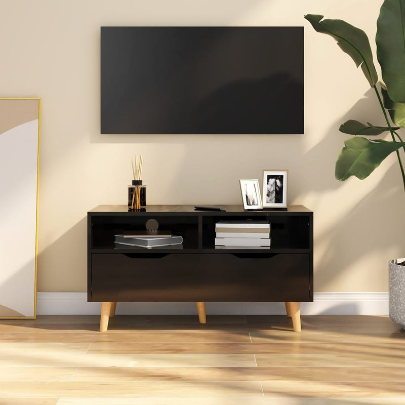 Tv-meubel 90x40x48,5 cm bewerkt hout hoogglans zwart MeubelReus