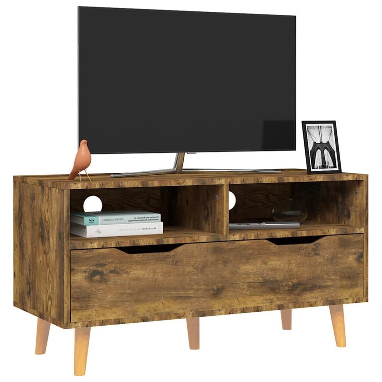 Tv-meubel 90x40x48,5 cm bewerkt hout gerookt eikenkleurig MeubelReus