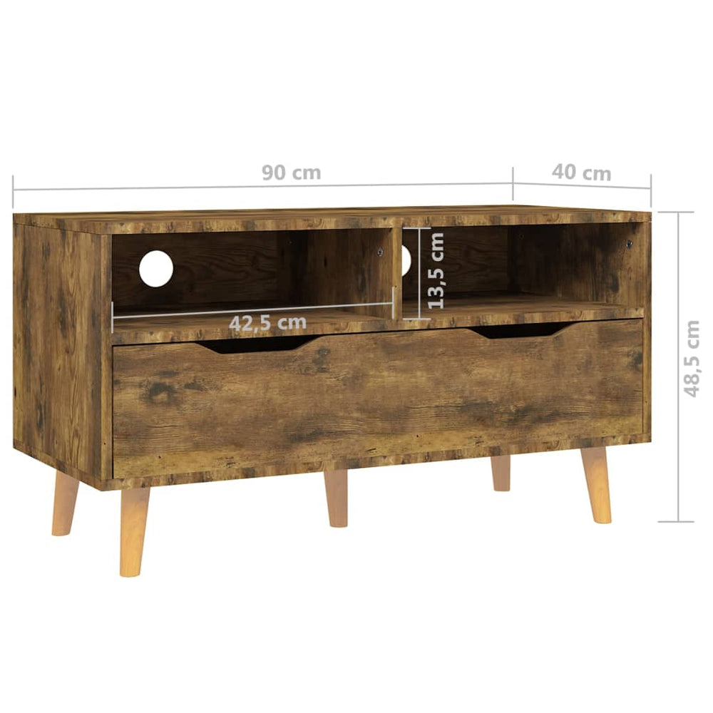 Tv-meubel 90x40x48,5 cm bewerkt hout gerookt eikenkleurig MeubelReus