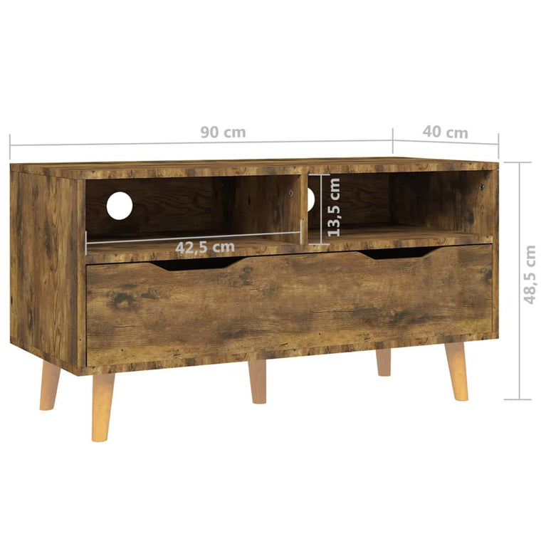 Tv-meubel 90x40x48,5 cm bewerkt hout gerookt eikenkleurig MeubelReus