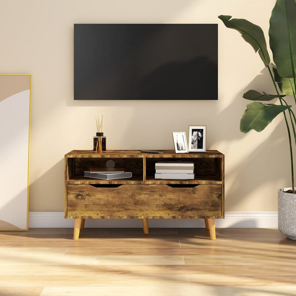 Tv-meubel 90x40x48,5 cm bewerkt hout gerookt eikenkleurig MeubelReus