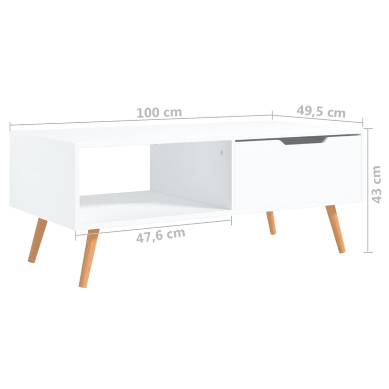 Salontafel 100x49,5x43 cm spaanplaat wit MeubelReus