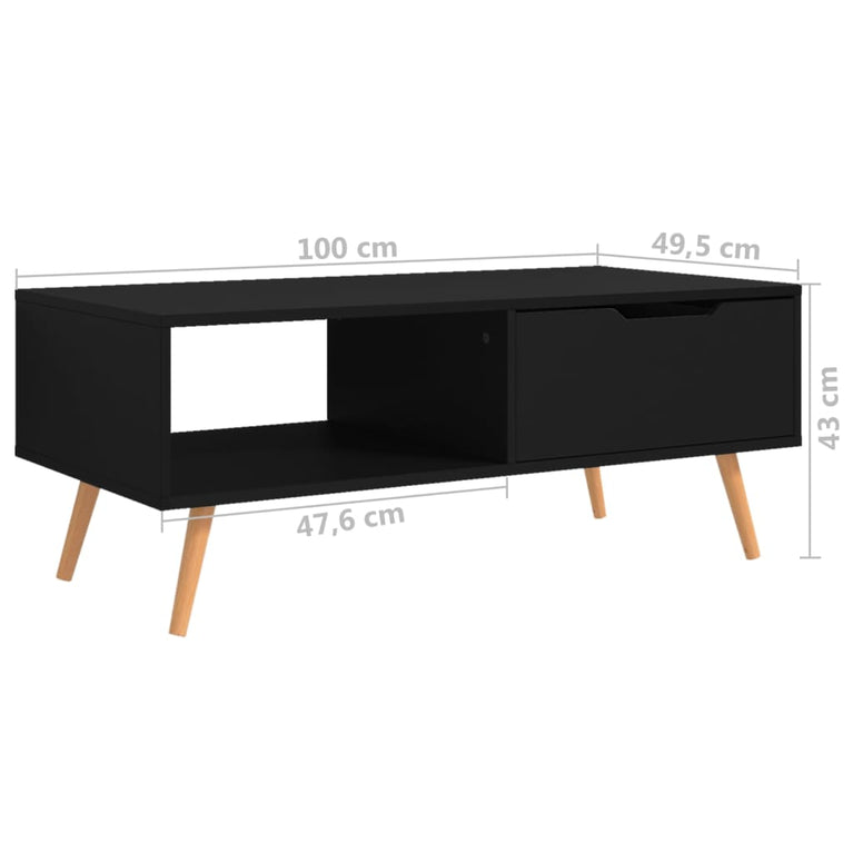 Salontafel 100x49,5x43 cm spaanplaat zwart MeubelReus
