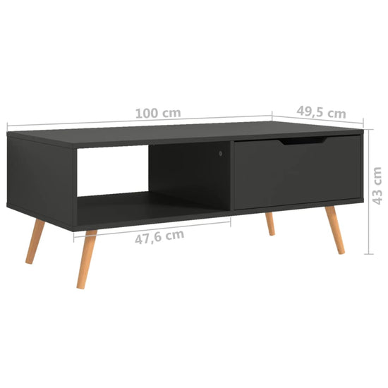 Salontafel 100x49,5x43 cm spaanplaat grijs MeubelReus