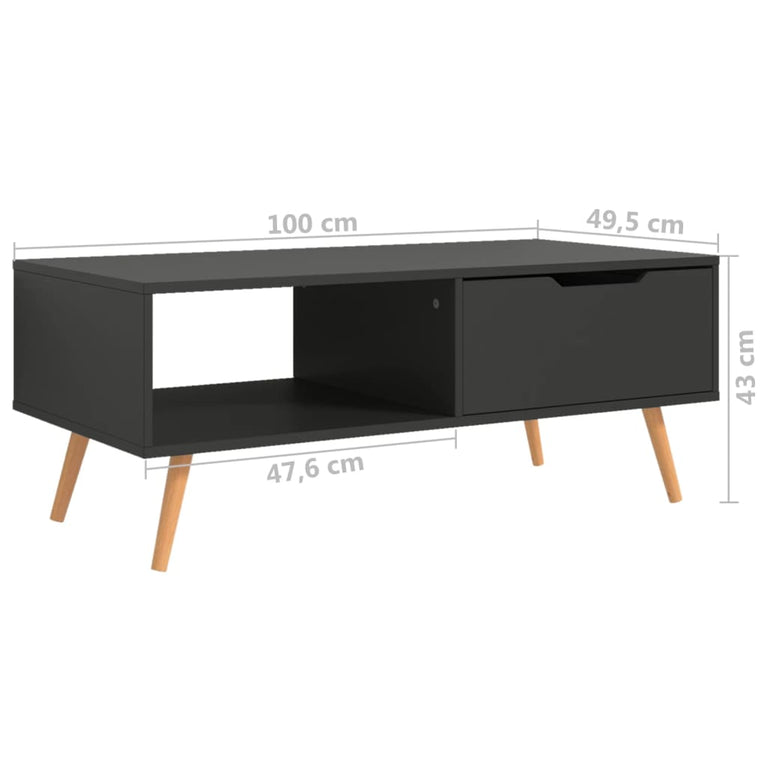 Salontafel 100x49,5x43 cm spaanplaat grijs MeubelReus