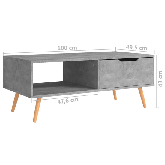 Salontafel 100x49,5x43 cm spaanplaat betongrijs MeubelReus