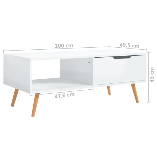 Salontafel 100x49,5x43 cm spaanplaat hoogglans wit MeubelReus