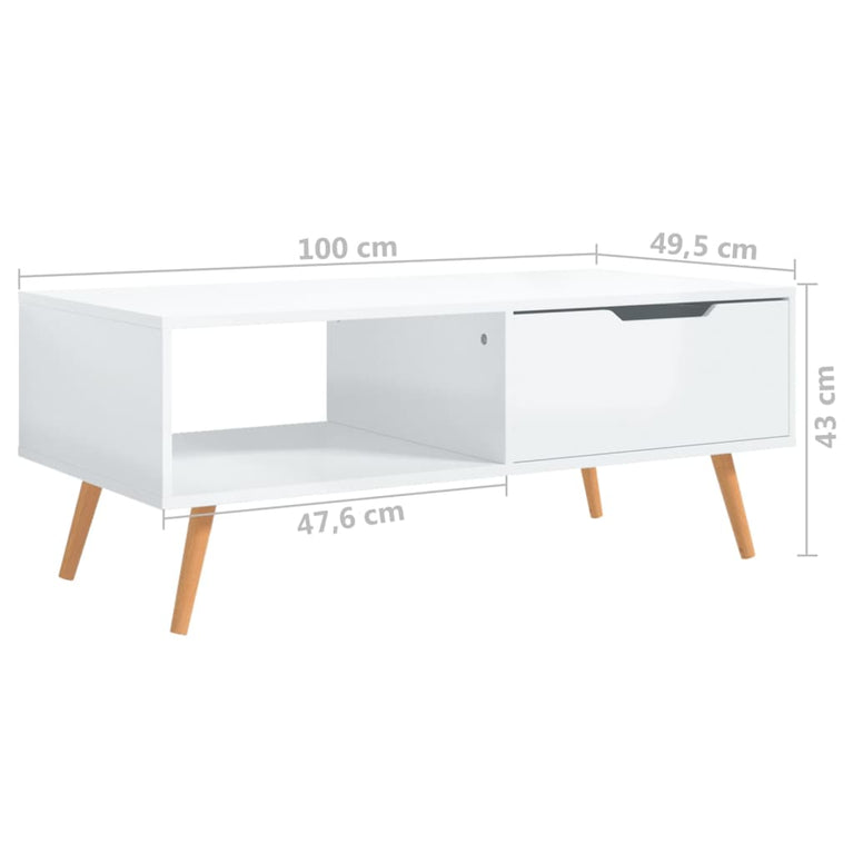 Salontafel 100x49,5x43 cm spaanplaat hoogglans wit MeubelReus