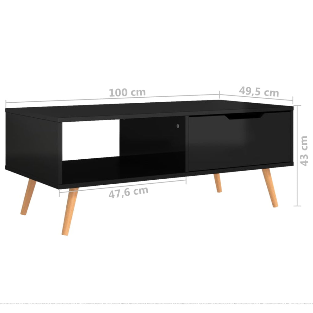 Salontafel 100x49,5x43 cm spaanplaat hoogglans zwart MeubelReus