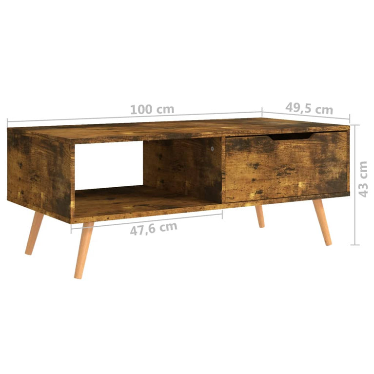 Salontafel 100x49,5x43 cm spaanplaat gerookt eikenkleurig MeubelReus