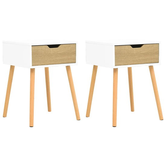 Nachtkastjes 2 st 40x40x56 cm spaanplaat wit en sonoma eiken MeubelReus