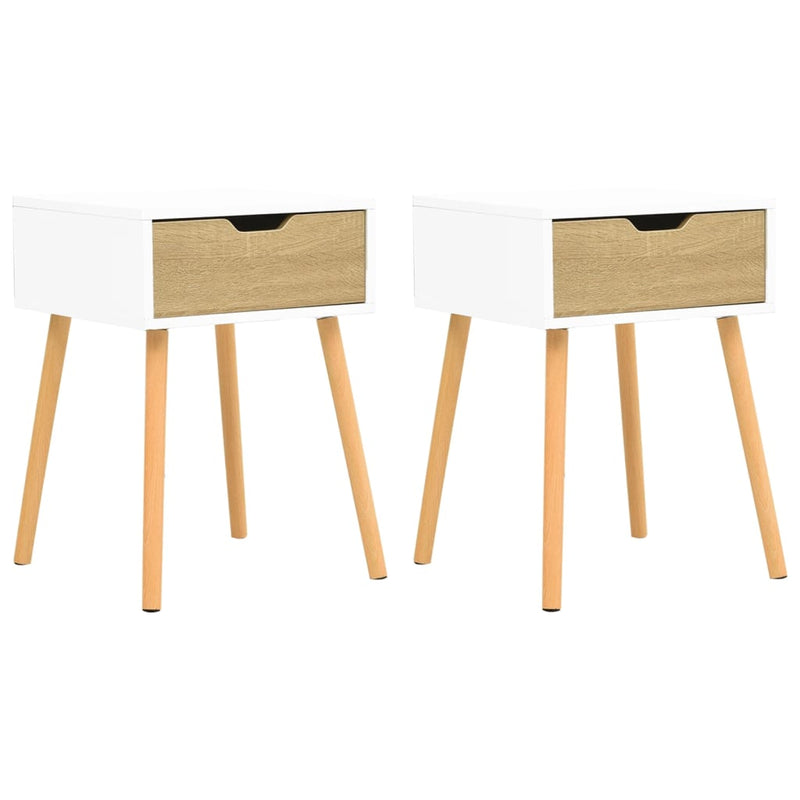 Nachtkastjes 2 st 40x40x56 cm spaanplaat wit en sonoma eiken MeubelReus