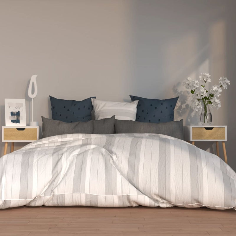 Nachtkastjes 2 st 40x40x56 cm spaanplaat wit en sonoma eiken MeubelReus