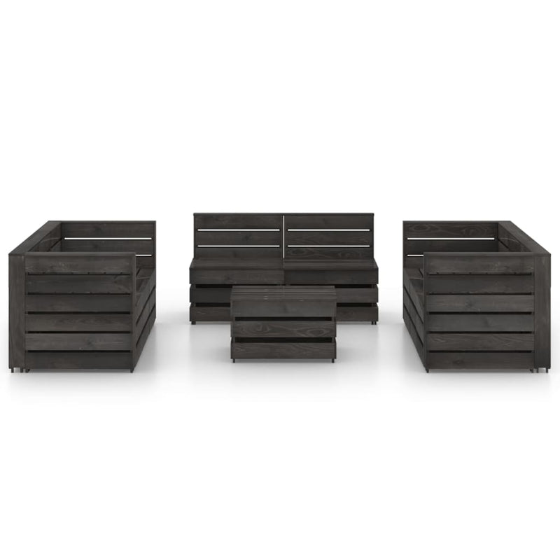 9-delige Loungeset grijs geïmpregneerd grenenhout MeubelReus