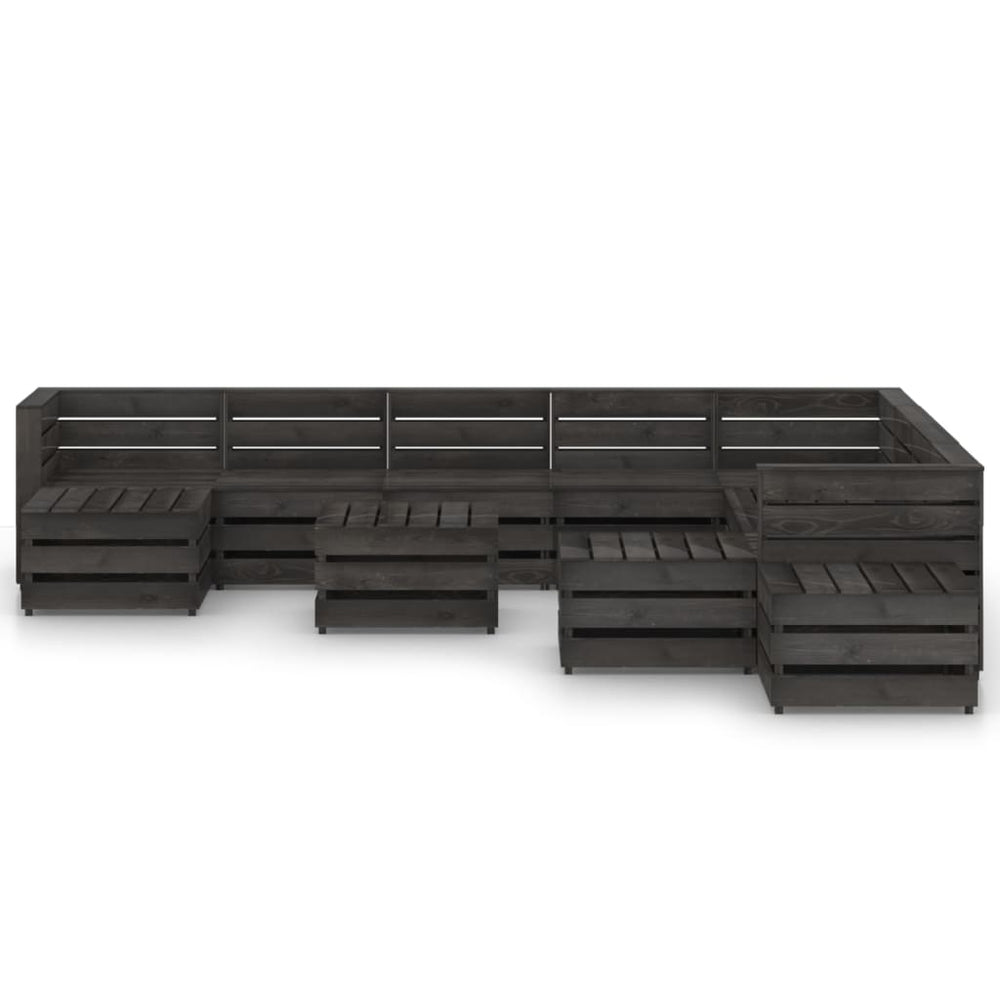 12-delige Loungeset grijs geïmpregneerd grenenhout MeubelReus