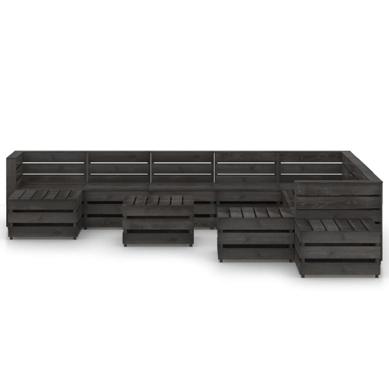 12-delige Loungeset grijs geïmpregneerd grenenhout MeubelReus