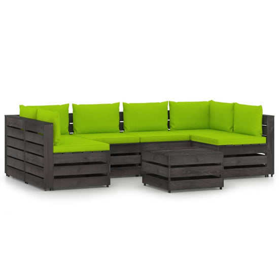 7-delige Loungeset met kussens grijs geïmpregneerd hout MeubelReus