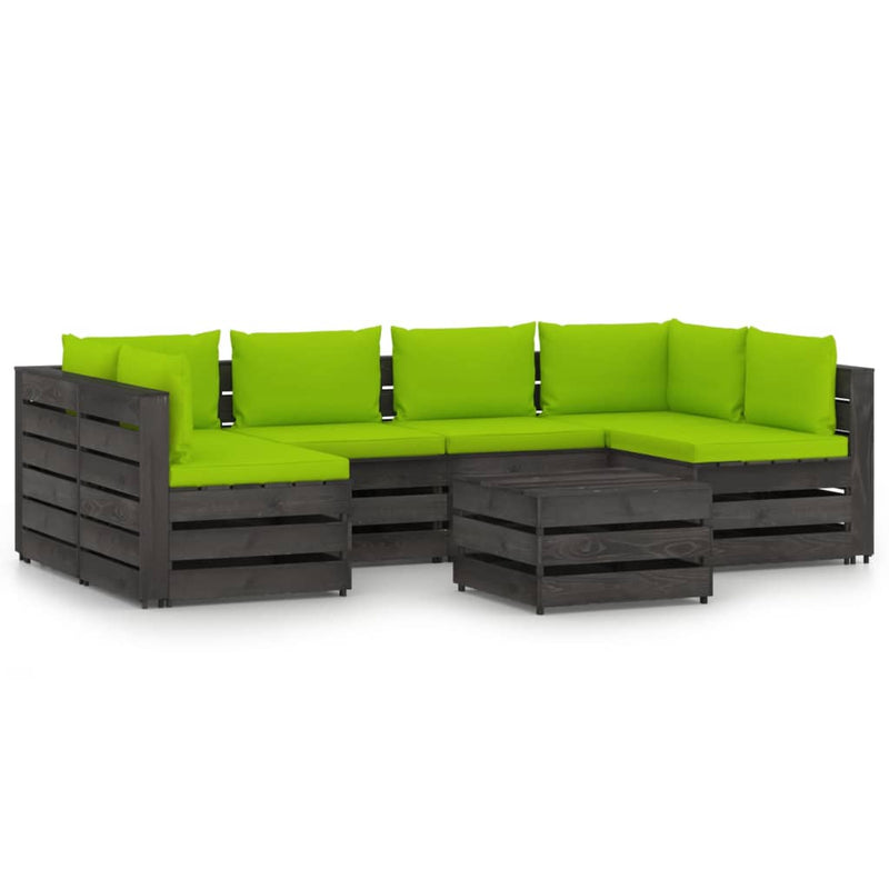 7-delige Loungeset met kussens grijs geïmpregneerd hout MeubelReus