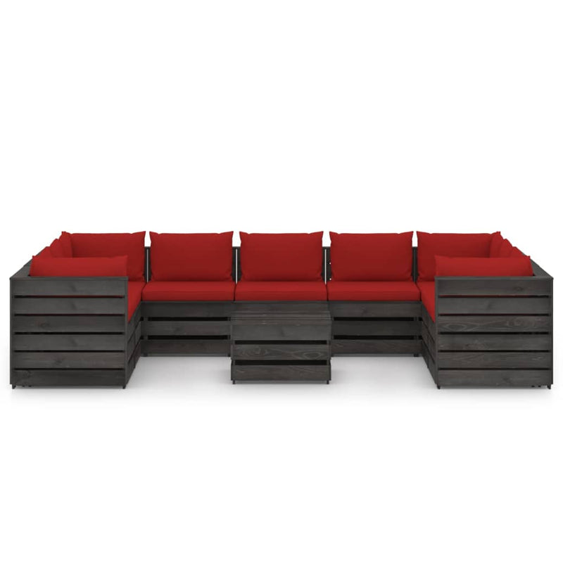 10-delige Loungeset met kussens grijs geïmpregneerd hout MeubelReus