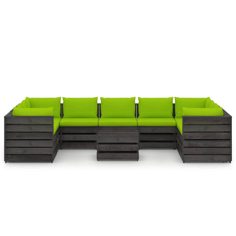 10-delige Loungeset met kussens grijs geïmpregneerd hout MeubelReus