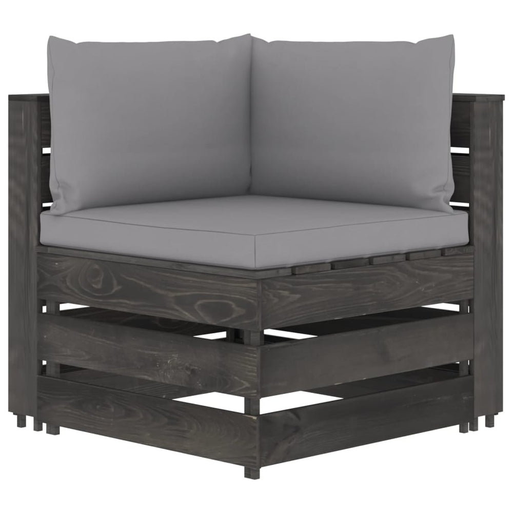 7-delige Loungeset met kussens grijs geïmpregneerd hout MeubelReus