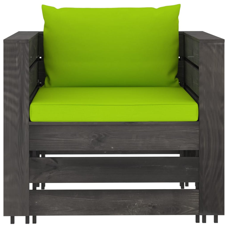 7-delige Loungeset met kussens grijs geïmpregneerd hout MeubelReus