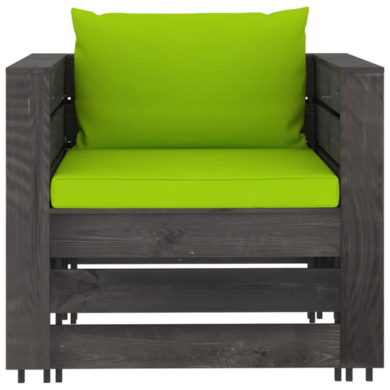 8-delige Loungeset met kussens grijs geïmpregneerd hout MeubelReus