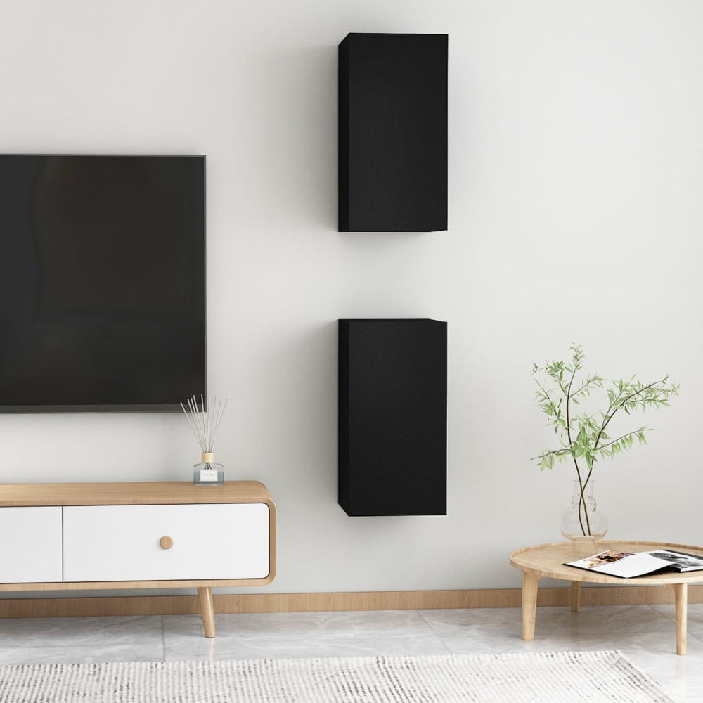Tv-meubelen 2 st 30,5x30x60 cm spaanplaat zwart MeubelReus